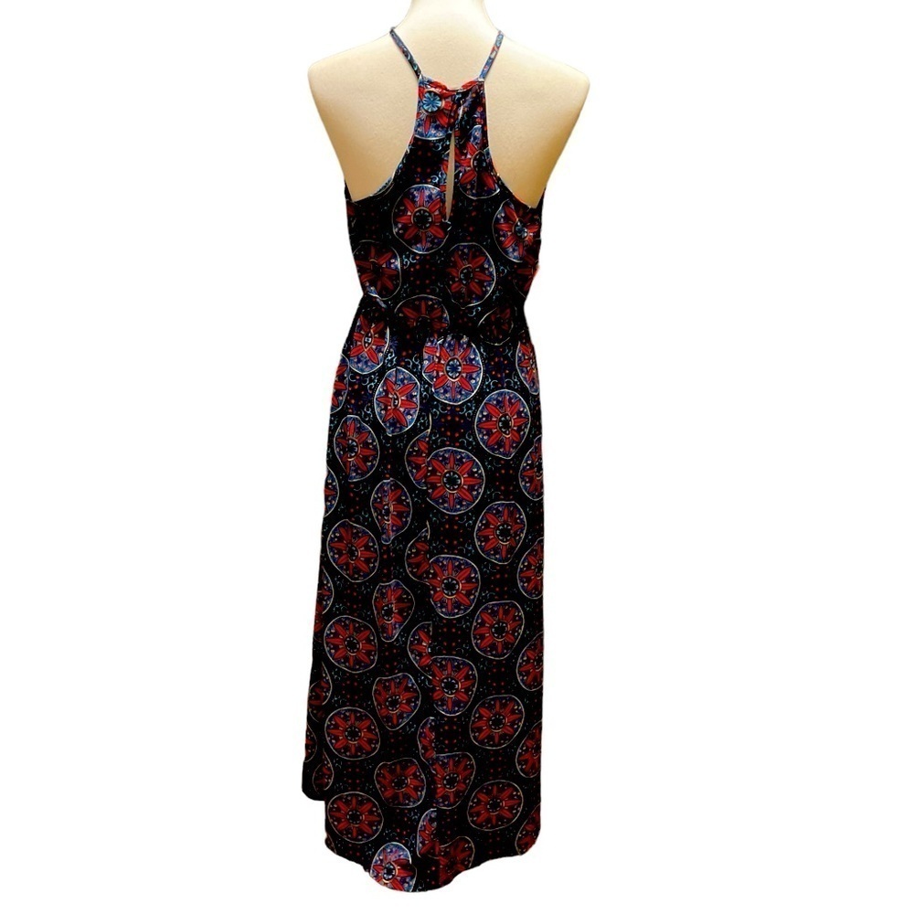 French Grey Graphic Print Knit Spaghetti Strap Maxi Dress - Picture 2 of 5